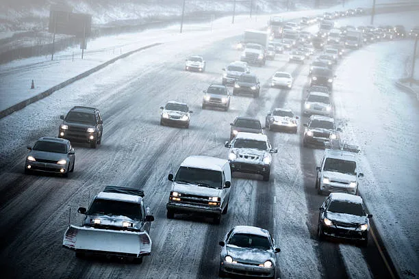 cars on a snowy road